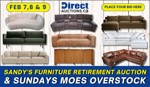 Sandy's Furniture Retirement Auction + Sundays Moes Overstock