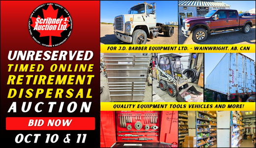 JD BARBER EQUIPMENT LTD. : Retirement Dispersal Auction Oct 10th & 11th : 2026