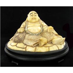 Chinese Handcarved Bone Seated Buddha on Base (CLB-710)