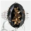 Image 1 : 41.16twc Smoky Quartz Diamond Sterling Ring (JEW-3412)