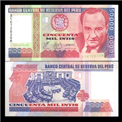 1988 Peru 50000 Intis Crisp Uncirculated Note (CUR-05841)
