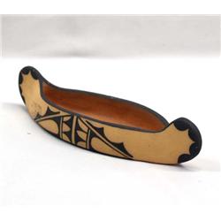 Native American Zia Pottery Canoe by I. Herrera