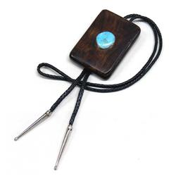 White Hogan Ironwood & Turquoise Bolo Tie