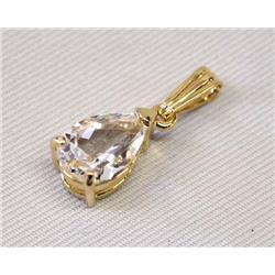 Cubic Zirconia Teardrop Pendant on Gold Tone Back