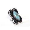 Image 1 : Native American Navajo Silver Turquoise Jet Ring