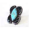 Image 2 : Native American Navajo Silver Turquoise Jet Ring