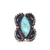Image 3 : Native American Navajo Silver Turquoise Jet Ring