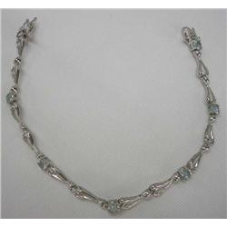 Genuine Blue Topaz Silver Link Bracelet