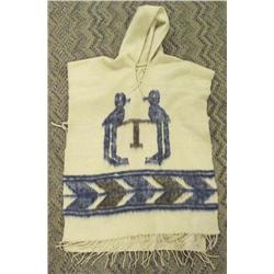 Vintage Mexican Woolen Poncho with Hood.