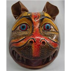 Mexican Hand Carved Folkart Jaguar Mask