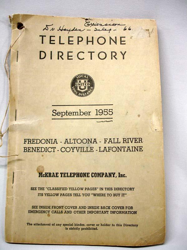 Antique Telephone and 1955 Telephone Book.