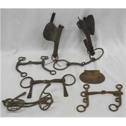 Vintage Western Horse Bits and Pair Blinders