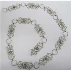 1960's Sterling & Turquoise Link Concho Belt.