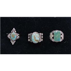 Vintage Native American Turquoise and Silver Rings