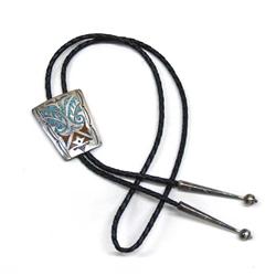 Native American Navajo Chip Inlay Bolo Tie