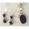 Image 1 : Mexican Lapis and Pearl Pendant and Earring Set.