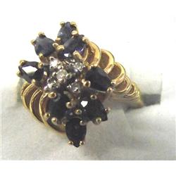Sapphire Diamond Cocktail Ring Size 7 1/2