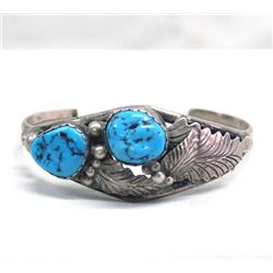 Native American Navajo Silver Turquoise Bracelet H