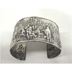 Denmark, Metal Cuff Bracelet, Rural Scene.