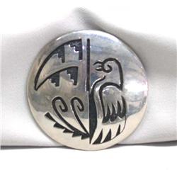 Native American Hopi Overlay Silver Pin/Pendant