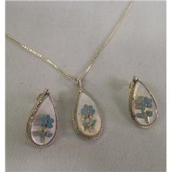 Native American Turquoise MOP Necklace & Earrings