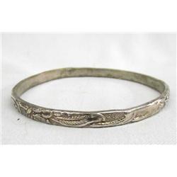 Sterling 925 Floral Design Bangle Bracelet.