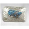 Image 1 : B-K Silversmiths Sterling Turquoise Belt Buckle