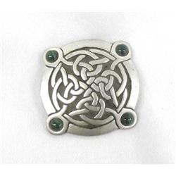 St Justin Celtic Pewter Pin Malachite Beads