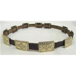 Native American Navajo Leather & Conchos Hat Band