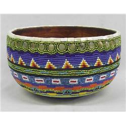 Hand Beaded Wooden Bowl by Kills Thunder