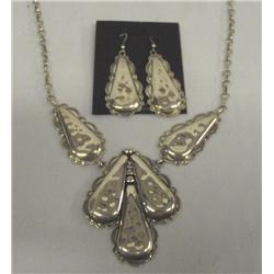 Native American Navajo Silver Necklace & Earrings