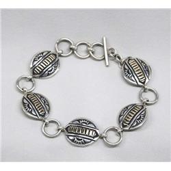 Native American Navajo Bracelet Silver, 14K Gold