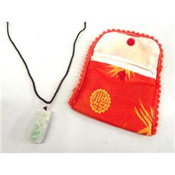 Antique Jade Chinese Feline on Column Pendant.