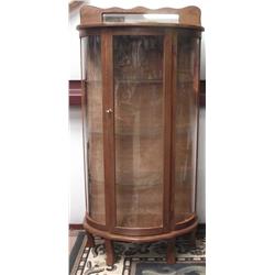 Curved Glass & Wood Curio Cabinet MUST PICK UP
