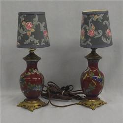 Vintage Enamel Handpainted Lamps