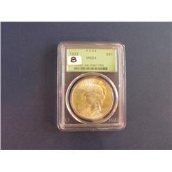 1923 OLD GREEN HOLDER $1 SILVER PEACE