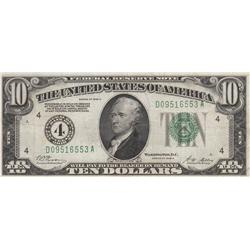 $10 REDEEMABLE IN GOLD 1928 SERIES FRN NUMERICAL ***4***