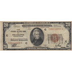 $20 PHILADELPHIA 1928 OLD CURRENCY