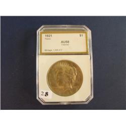 1921 $1 PEACE DOLLAR KEY DATE AU 58