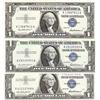Image 1 : 3 VERY HIGH GRADE $1 SILVER CERTIFICATES 1957 DRY INTAGLIO