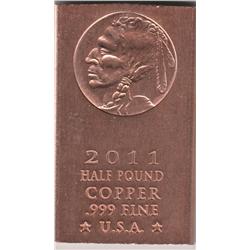 HALF POUND BAR OF PURE COPPER .999