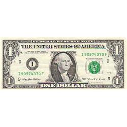 295 ENGRAVING ERROR $1 FRN 1995