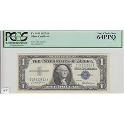 $1 SILVER CERTIFICATE 1957 PCGS PPQ 64