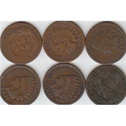 6 INDIAN HEAD CENT PRE 1900s