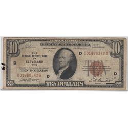 $10  CLEVELAND BROWN SEAL 1929 FRBN
