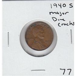 1940 S WHEAT CENT MAJOR DIE BREAKS ERROR