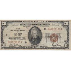 $20 NEW YORK 1929 BROWN SEAL