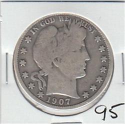 1907-D BARBER SILVER HALF DOLLAR
