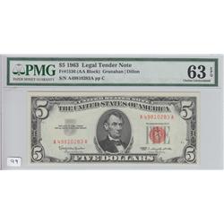 $5 1963 RED SEAL PMG 63 EPQ