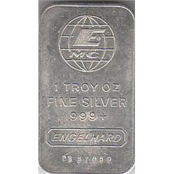 1 OUNCE ENGELHARD SILVER BAR .999 FINE